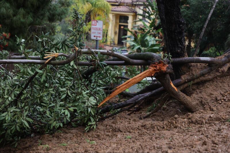 Photos by USC Annenberg Media photojournalists of landslides in Studio City caused by rainfall.