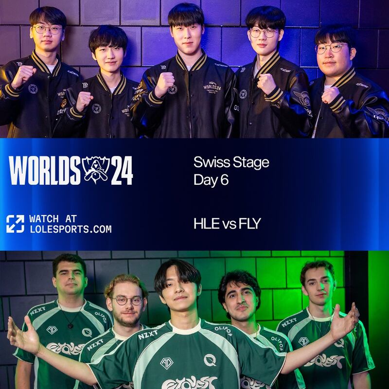 A photo of a promotion material with HLE roster on the top and Flyquest roster on the bottom.