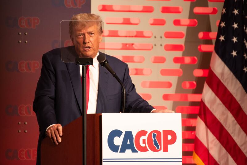 Donald Trump during his keynote speech at the CAGOP convention.