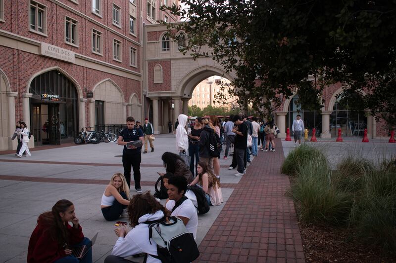 Voters wait in line on Election Day