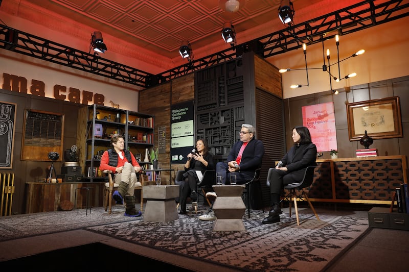 A photo of the panel at the Sundance Scoop press conference.