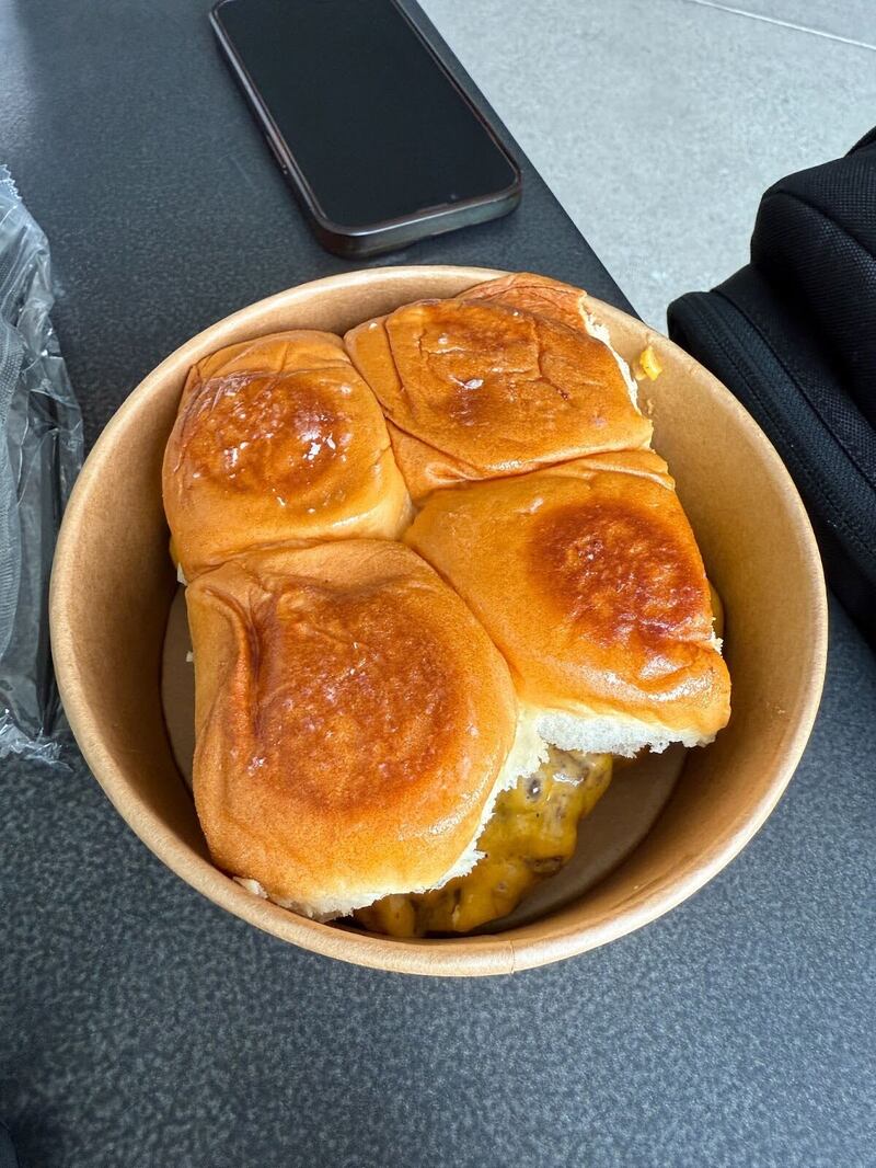 Photo of wagyu egg sliders in a bowl.