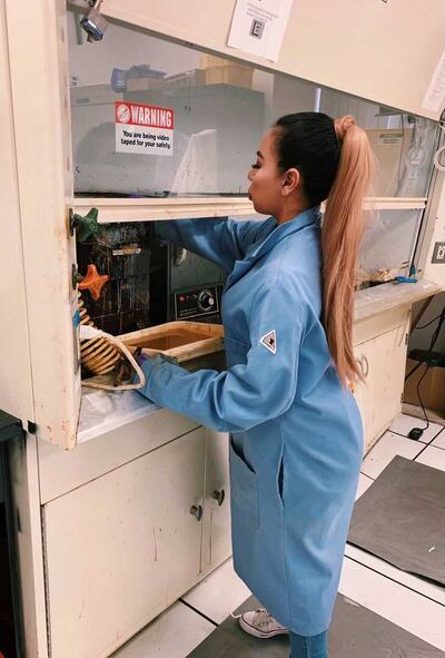 Photo of Karla lopez in lab gear