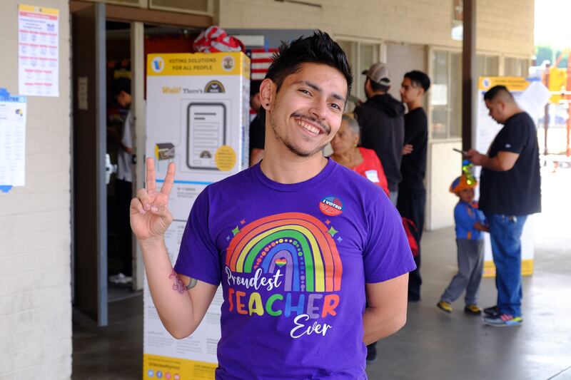 Guierrez left a polling place at University Park, Los Angeles on Nov. 5, 2024. (Photo by Parkin So)