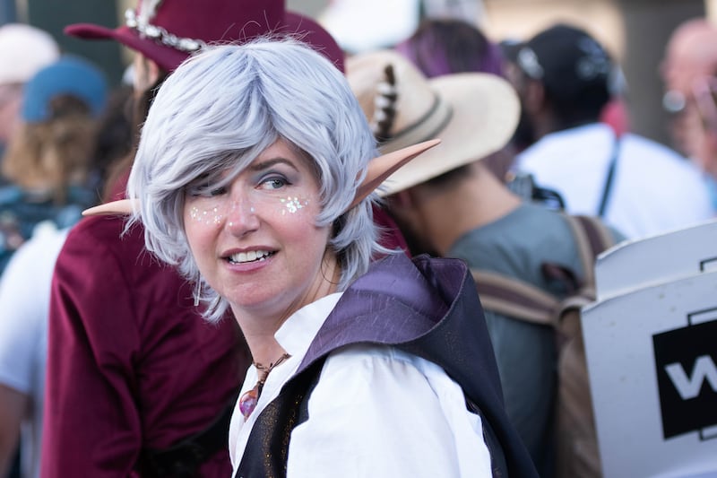 A person dressed as an elf among the D&D group.