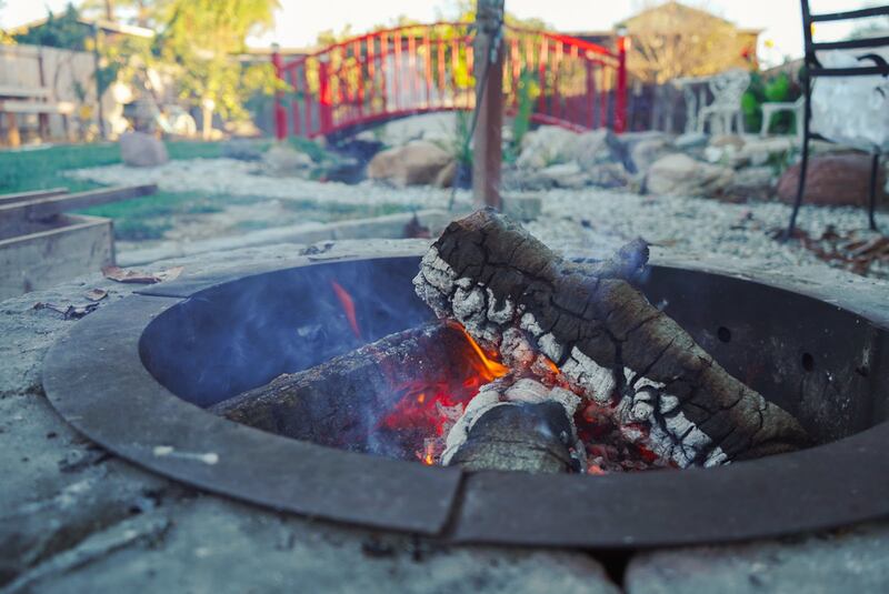 Campfire at Galindez’s self-made farm.
