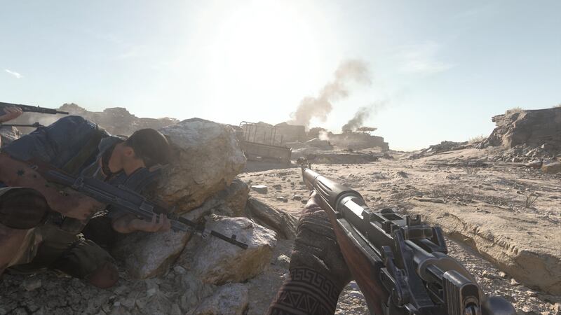 A screenshot from "Call of Duty: Vanguard" shows a soldier on the battlefield.