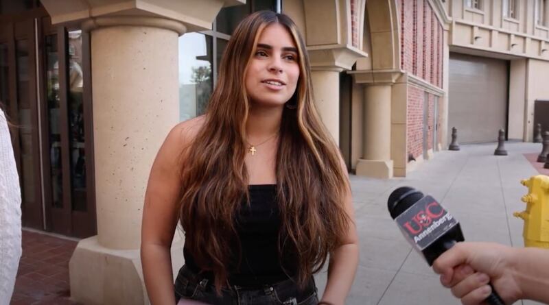 A girl doing an interview