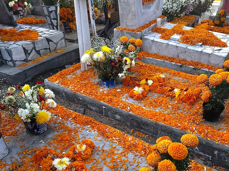Elaborately decorated cemetery during Day of the Dead