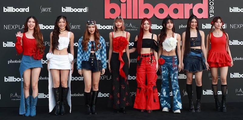 Girls at a red carpet photoshoot