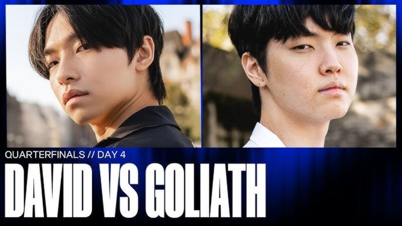 Picture of a YouTube thumbnail depicting Flyquest midlaner Quad on the right and Gen.G midlaner Chovy on the left.