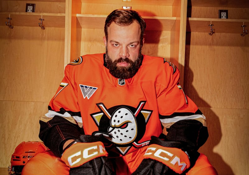 Anaheim's home uniform features an orange jersey, helmet and pants. (Photo/Anaheim Ducks)