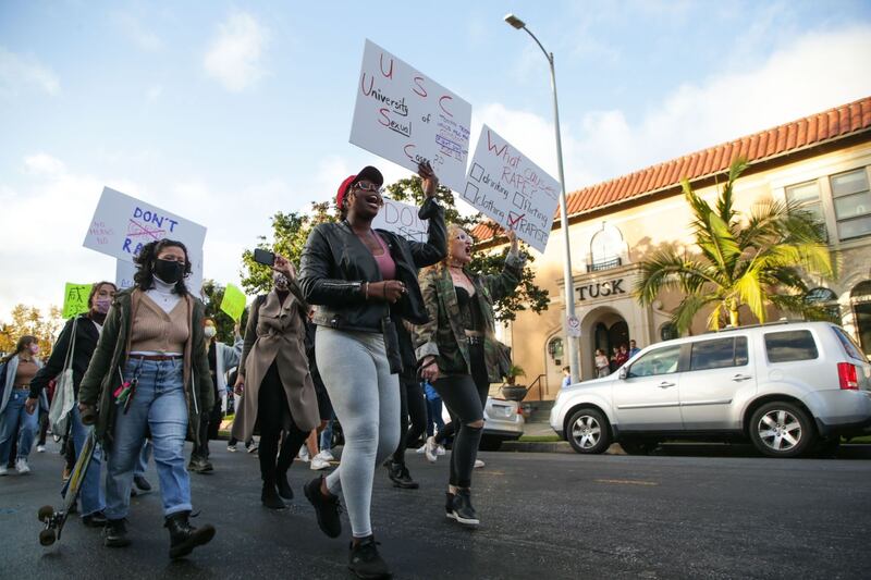 A selection of photos from the photo story "PHOTOS: USC community confronts assaults in Greek life."
