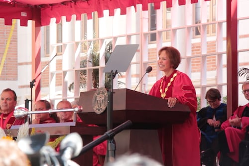 Carol Folt addresses campus, following protests