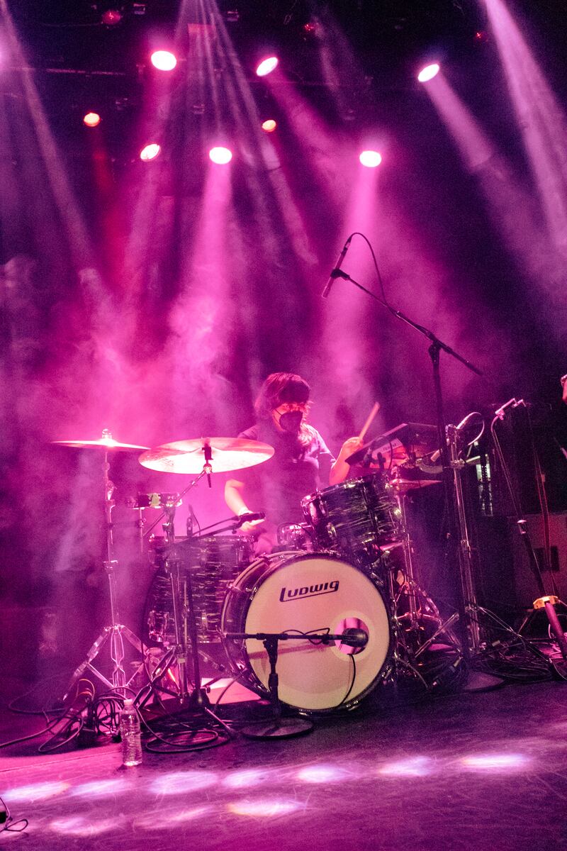 Drummer Sarah Galdes performs during “Love is So Cruel.” (Photo by Marissa Ding)
