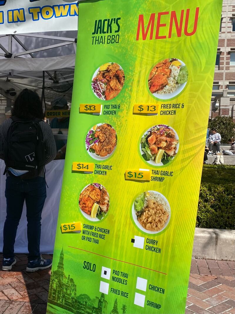 Photo of a menu with food