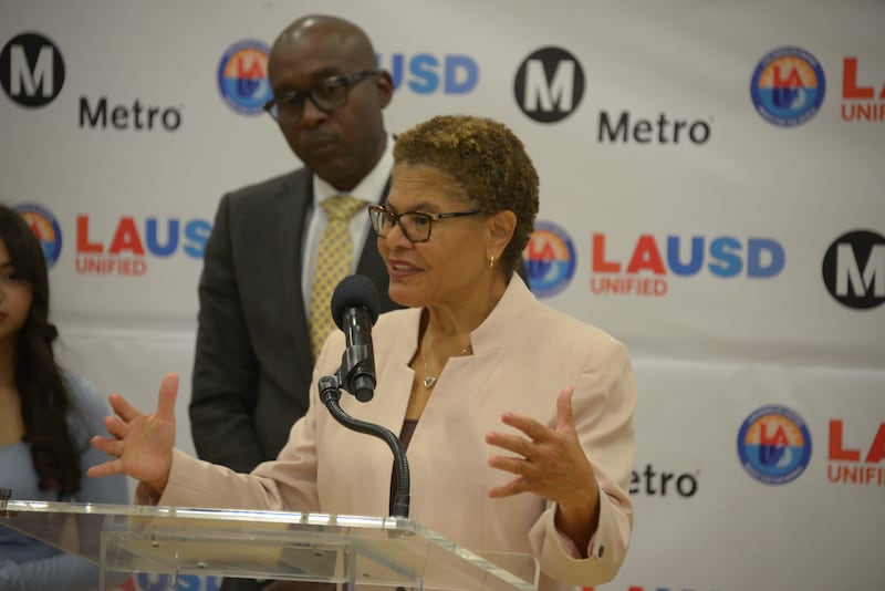Karen Bass speaks about L.A. Metro's new GoPass program.