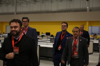 A delegation from a Brazilian non-profit, Transperencia Electoral, have flown from Latin America to visit the center.