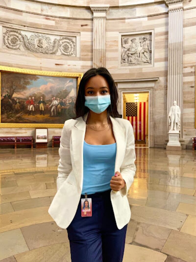 A photo of a student at Capitol Hill.