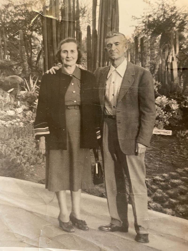 Black and white photo of Leah's grandparents.
