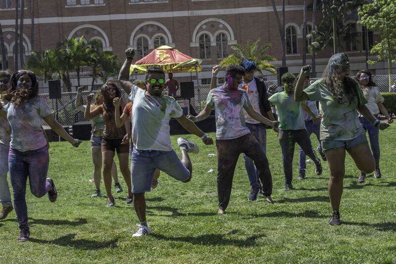 Students dancing to Bollywood music at McCarthy Quad.