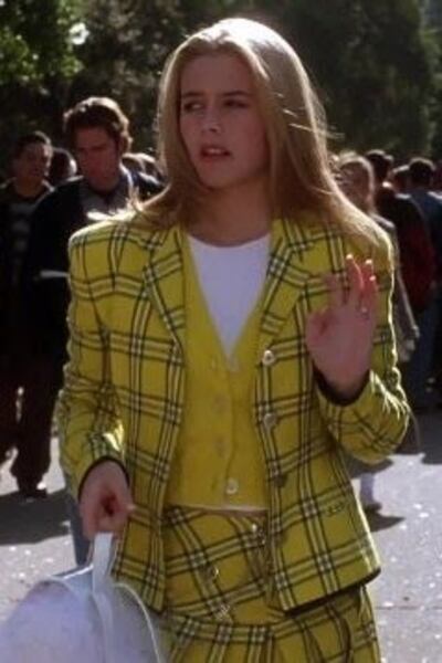 ['Ugh as if!' Cher Horowitz pushes a high school guy off her.]