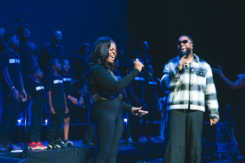 Grammy Award–winning artist Kim Burrell and Grammy-nominated singer-songwriter Kenyon Dixon perform “Still Haven’t Found What I’m Looking For” with the Roc Kids Choir, an original song from the film’s forthcoming soundtrack.