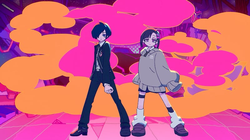 Two animated characters dancing