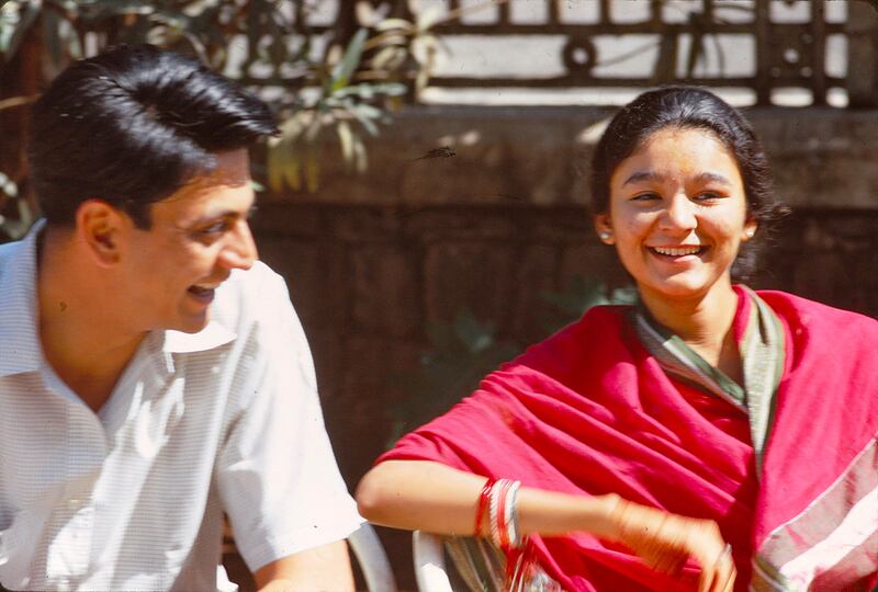 A photograph of Vrinda with her husband Ravi.